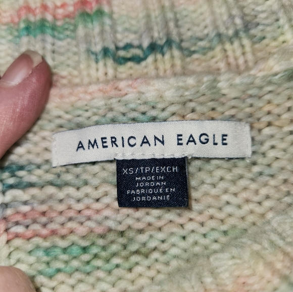 American Eagle Oversized Multicolor Cable Knit Sweater Size XS Relaxed Fit Soft - Picture 9 of 13
